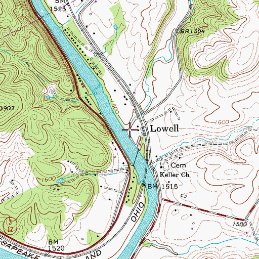 Topographic Map of Kelly Creek, WV