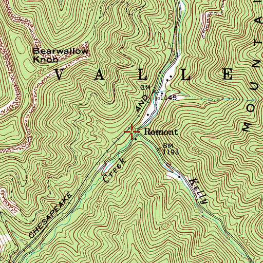 Topographic Map of Kelly Fork, WV
