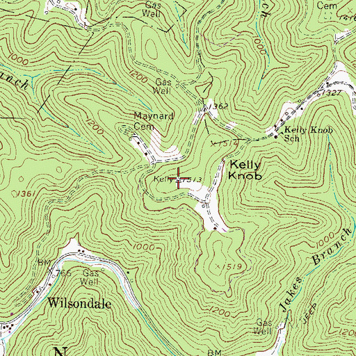 Topographic Map of Kelly Knob, WV