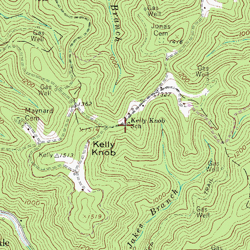 Topographic Map of Kelly Knob School (historical), WV