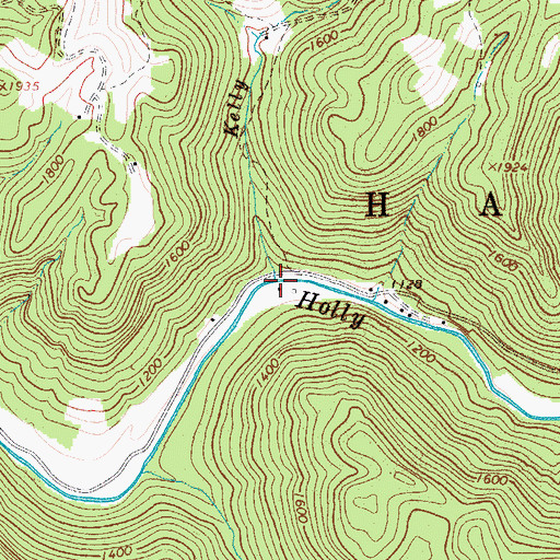 Topographic Map of Kelly Run, WV