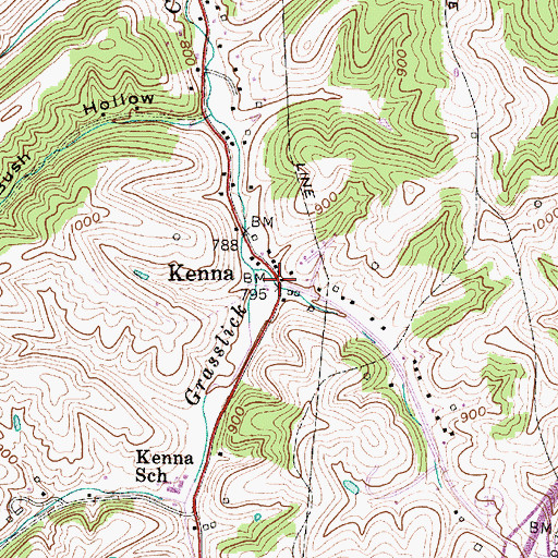 Topographic Map of Kenna, WV