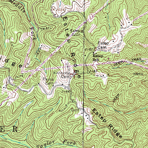 Topographic Map of Kennedy Cemetery, WV