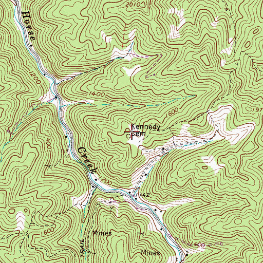 Topographic Map of Kennedy Cemetery, WV