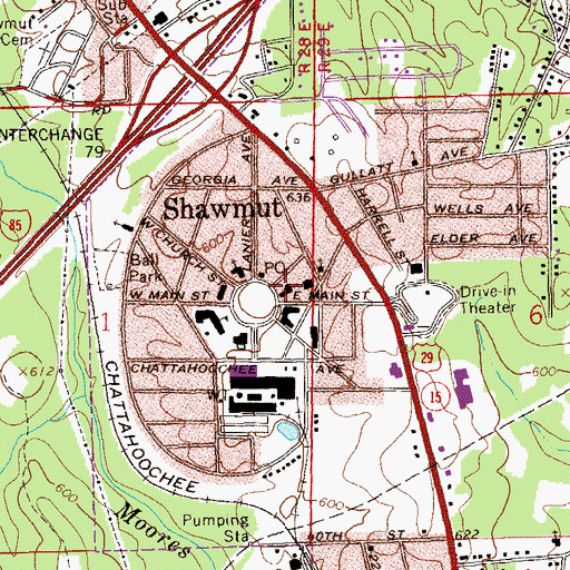 Topographic Map of First Baptist Church, AL