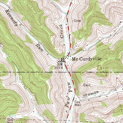 Topographic Map of Kennedy Run, WV