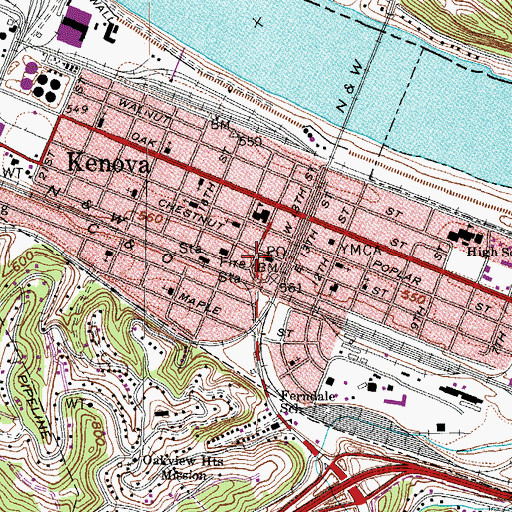 Topographic Map of Kenova, WV