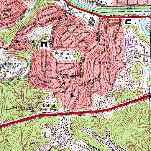 Topographic Map of Kent School (historical), WV