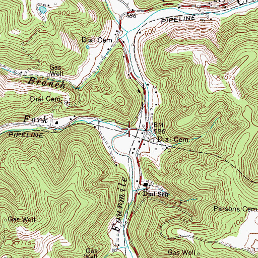 Topographic Map of Kentuck Fork, WV