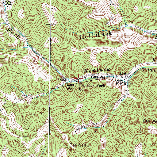 Topographic Map of Kentuck Fork School (historical), WV