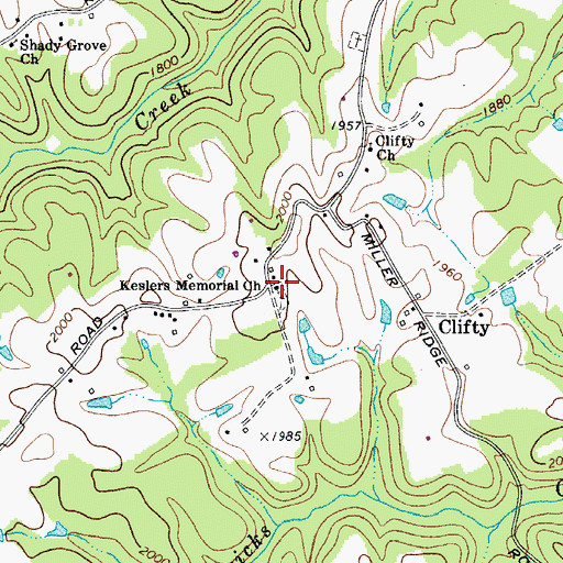 Topographic Map of Keslers Memorial Church, WV