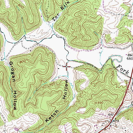 Topographic Map of Ketch Hollow, WV