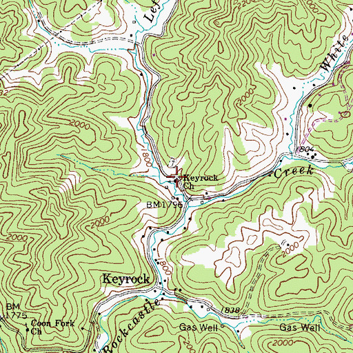 Topographic Map of Keyrock Church, WV