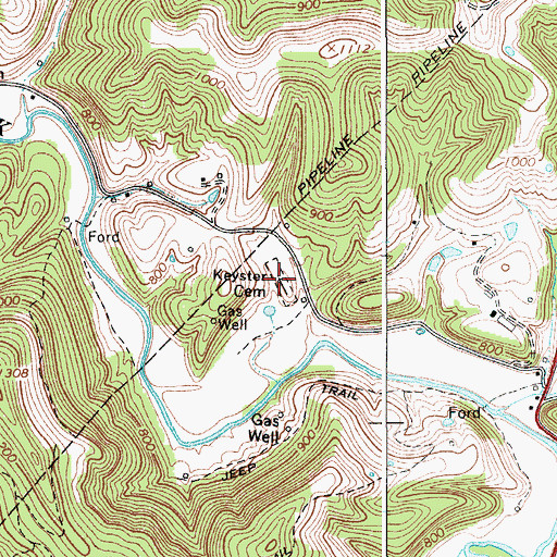 Topographic Map of Keyster Cemetery, WV