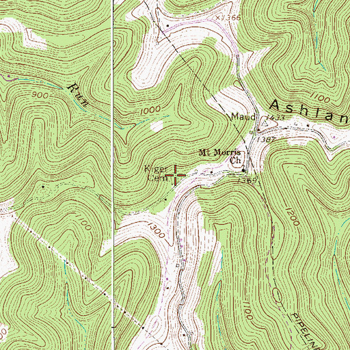 Topographic Map of Kiger Cemetery, WV