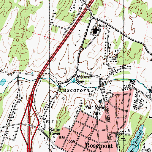Topographic Map of Kilmer Spring, WV