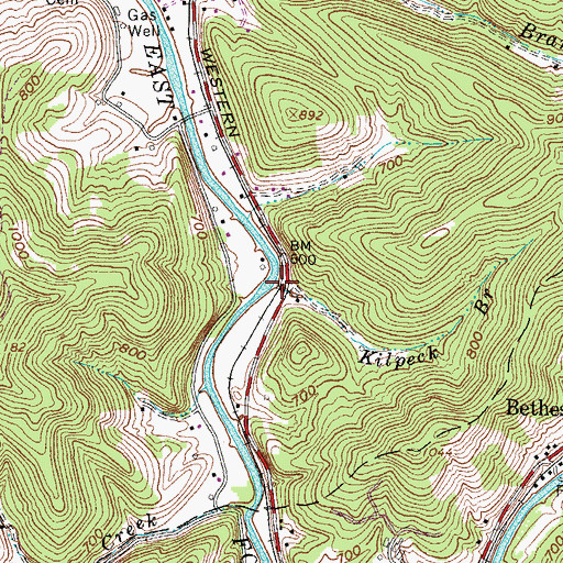 Topographic Map of Kilpeck Branch, WV