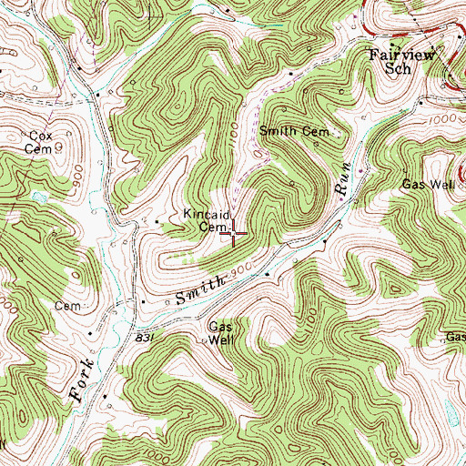 Topographic Map of Kincaid Cemetery, WV