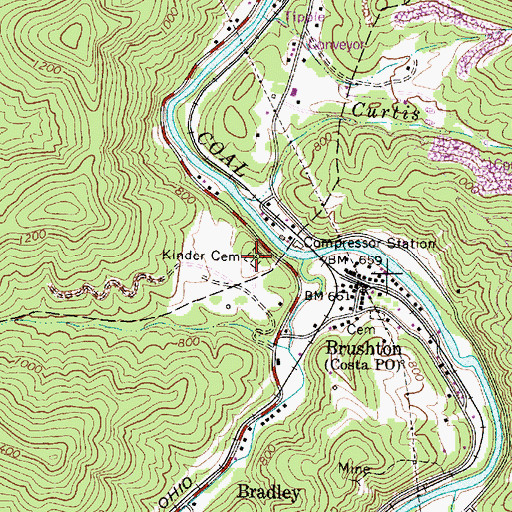 Topographic Map of Kinder Cemetery, WV
