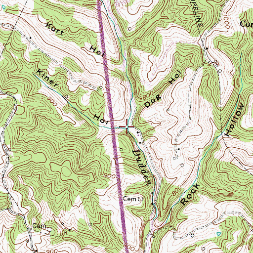 Topographic Map of Kiner Hollow, WV