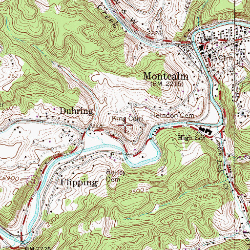Topographic Map of King Cemetery, WV