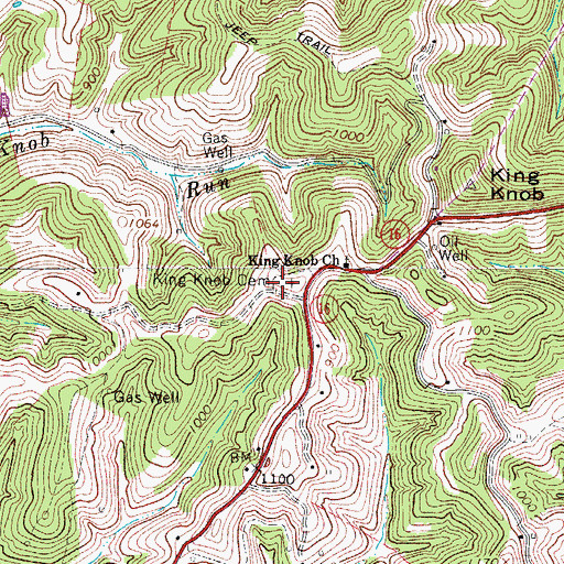 Topographic Map of King Knob Cemetery, WV