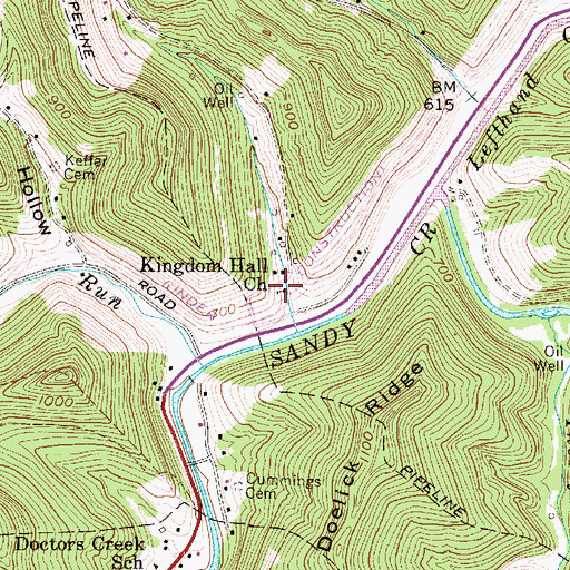Topographic Map of Kingdom Hall Church, WV