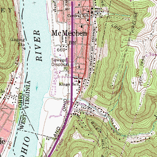Topographic Map of Kings School (historical), WV