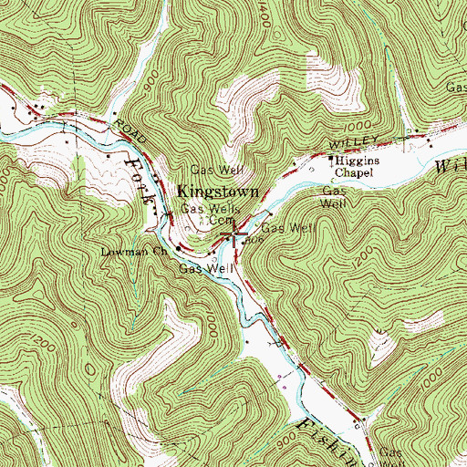 Topographic Map of Kingstown, WV