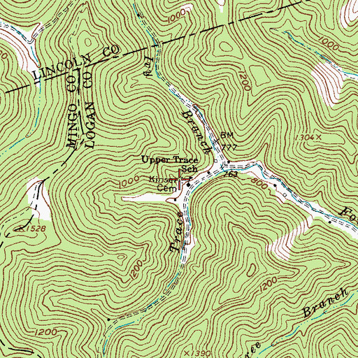 Topographic Map of Kinser Cemetery, WV