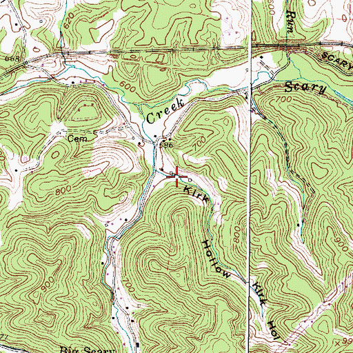 Topographic Map of Kirk Hollow, WV