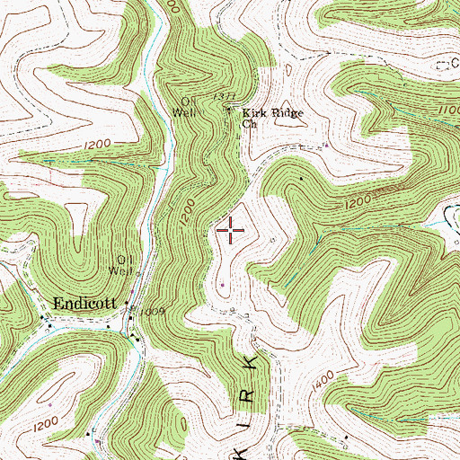 Topographic Map of Kirk Ridge, WV