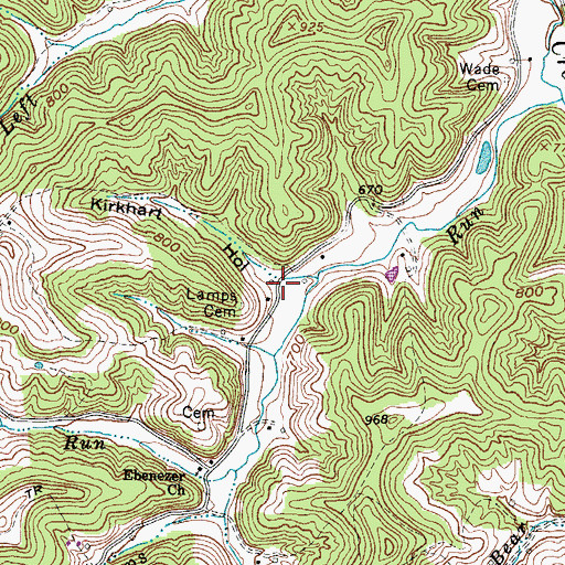 Topographic Map of Kirkhart Hollow, WV