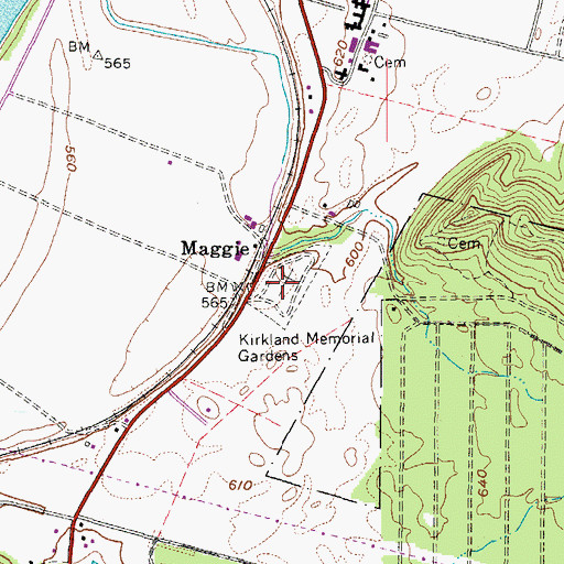 Topographic Map of Kirkland Memorial Gardens, WV