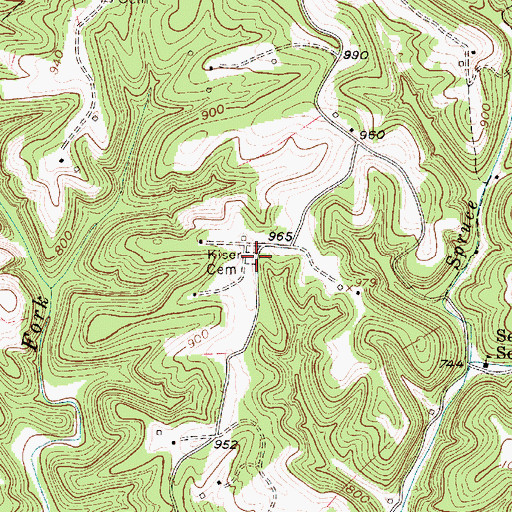 Topographic Map of Kiser Cemetery, WV