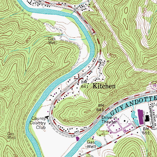 Topographic Map of Kitchen, WV