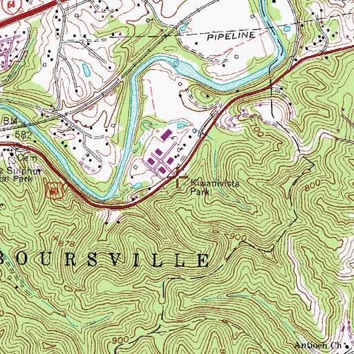 Topographic Map of Kiwanivista Park, WV
