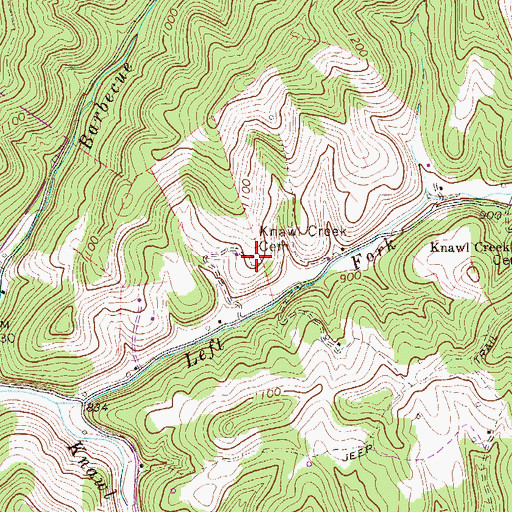 Topographic Map of Knawl Creek Cemetery, WV
