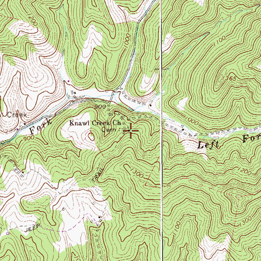 Topographic Map of Knawl Creek Church, WV