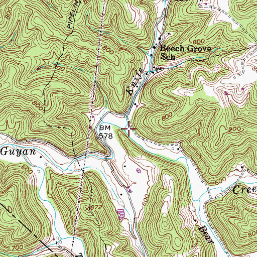 Topographic Map of Knife Branch, WV