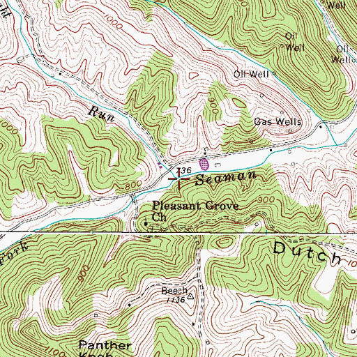Topographic Map of Knight Run, WV