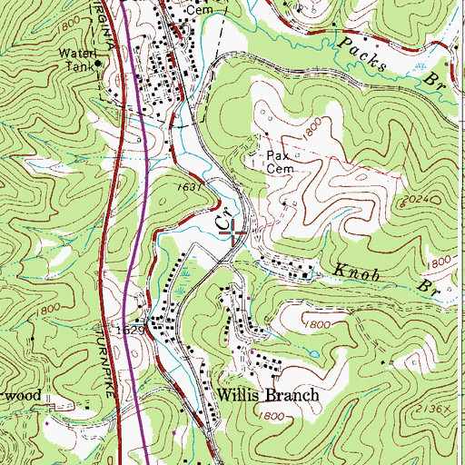 Topographic Map of Knob Branch, WV
