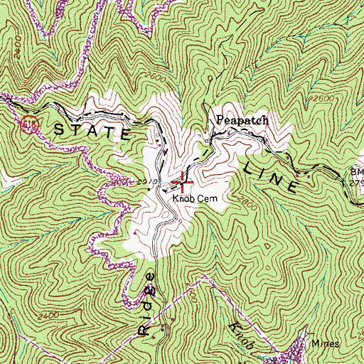 Topographic Map of Knob Cemetery, WV
