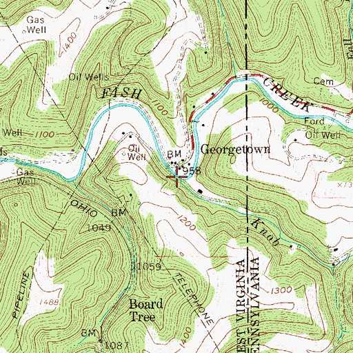 Topographic Map of Knob Run, WV