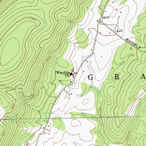 Topographic Map of Knobly Church, WV