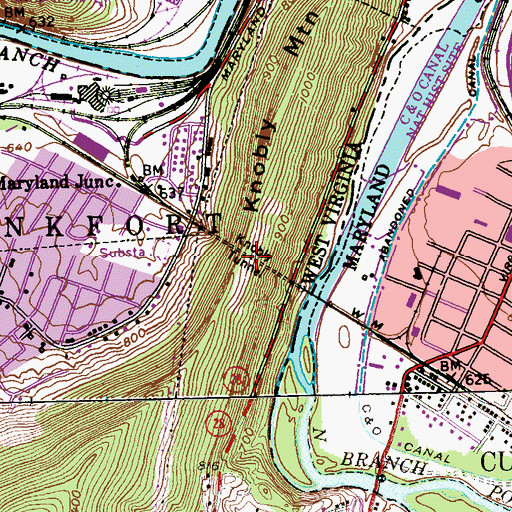 Topographic Map of Knobly Tunnel, WV
