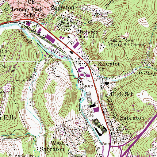 Topographic Map of Knocking Run, WV