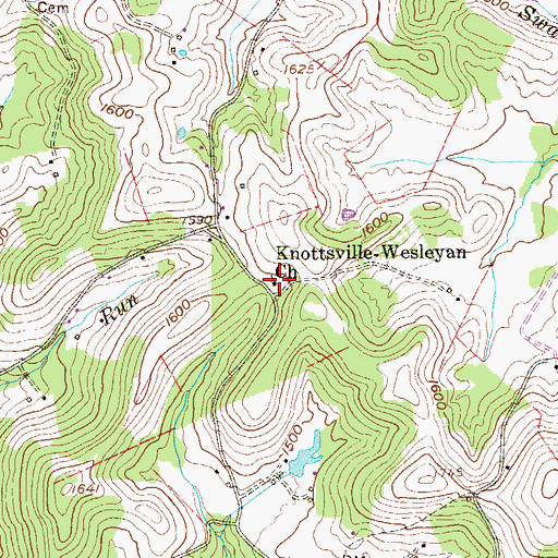 Topographic Map of Knottsville United Methodist Church, WV