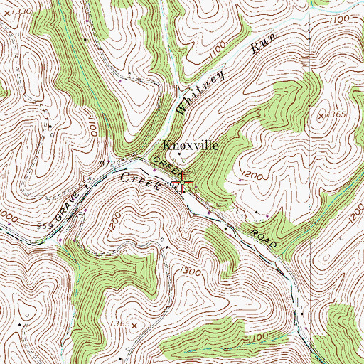 Topographic Map of Knoxville, WV