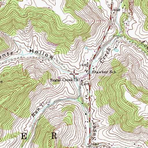 Topographic Map of Koontz Hollow, WV